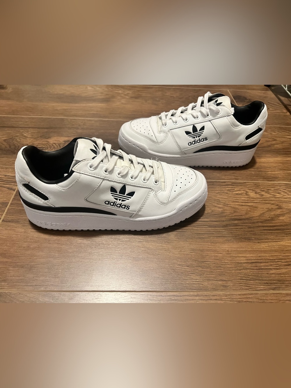 adidas Forum Bold White & Black Low-Top Sneakers - Trefoil Accent